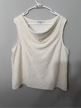 Women’s Chico’s Size 3 US XL Ivory Textured Sleeveless Cowl Neck Top